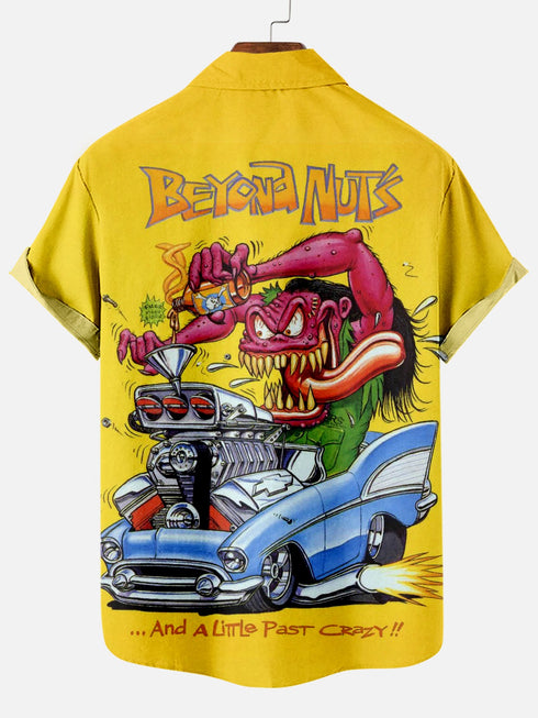 Men's Cartoon Funny Graphic Short Sleeve Hawaiian Shirt